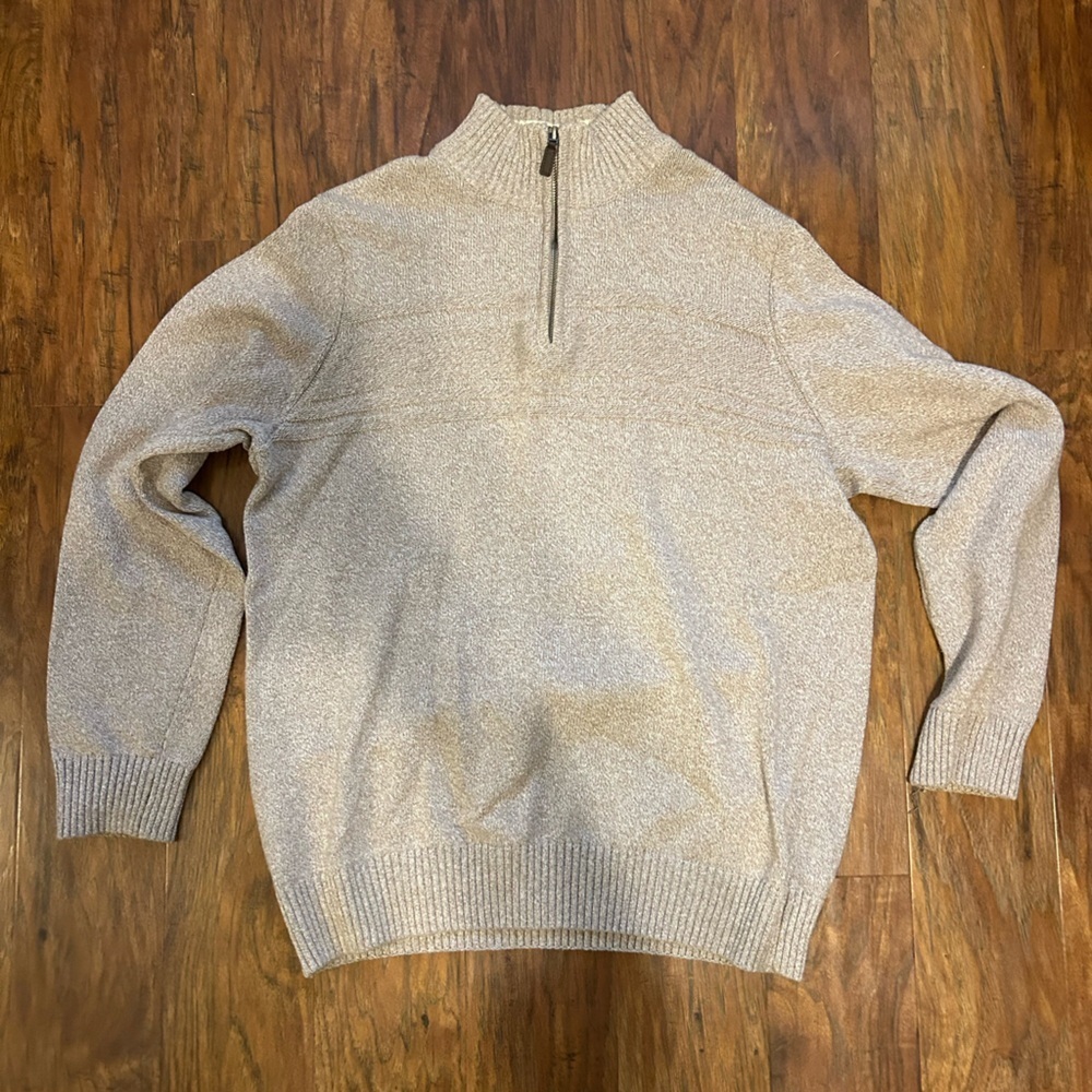 Dockers Tan Quarter Zip-Up Pullover Sweater Men’s Size Large Cotton - Picture 2 of 8